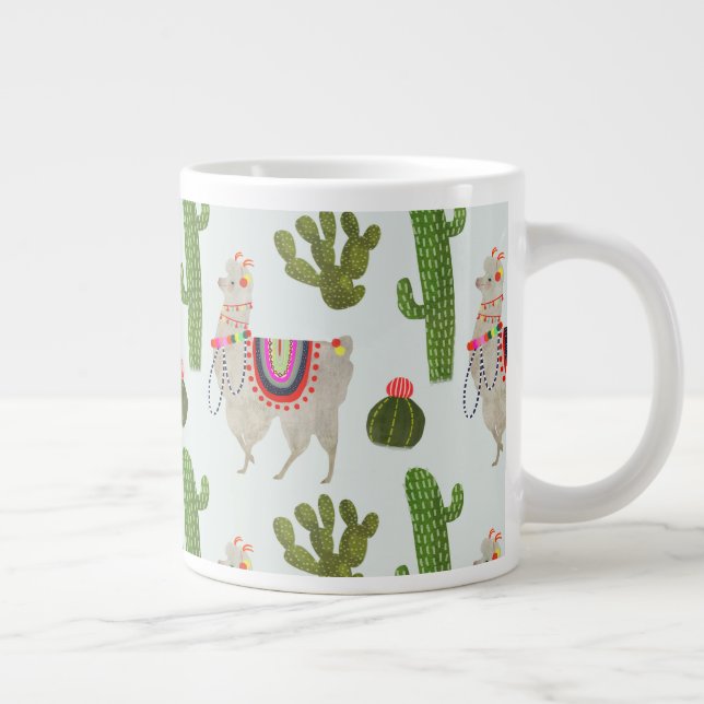 Llamarama Collection | Cactus & Llama Mönster Jumbo Mugg (Höger)