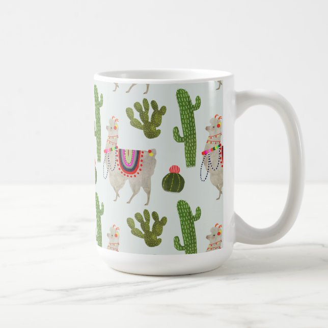 Llamarama Collection | Cactus & Llama Mönster Kaffemugg (Höger)