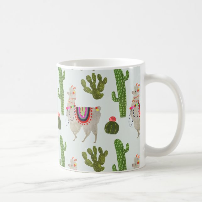Llamarama Collection | Cactus & Llama Mönster Kaffemugg (Höger)