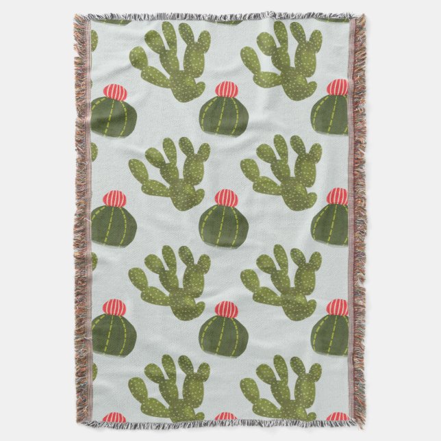 Llamarama Collection | Cute Cactus Mönster Filt (Framsidan Vertikal)