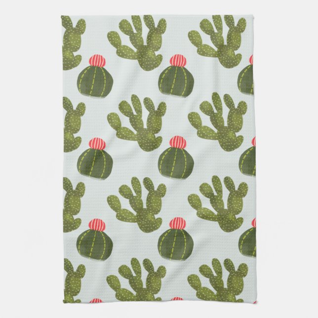 Llamarama Collection | Cute Cactus Mönster Kökshandduk (Vertikal)