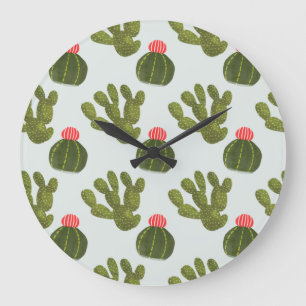 Llamarama-samling Cute Cactus Mönster Stor Klocka