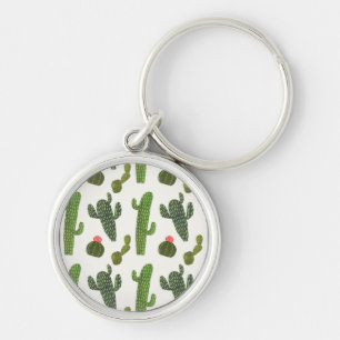 Llamarama-samling Cute Cactus Rund Silverfärgad Nyckelring