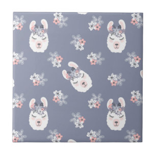 Llamas- & blommamönster kakelplatta