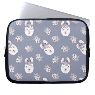 Llamas- & blommamönster laptop fodral