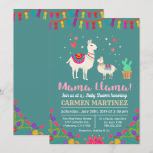 Llamas blommiga baby shower-inbjudan inbjudningar
