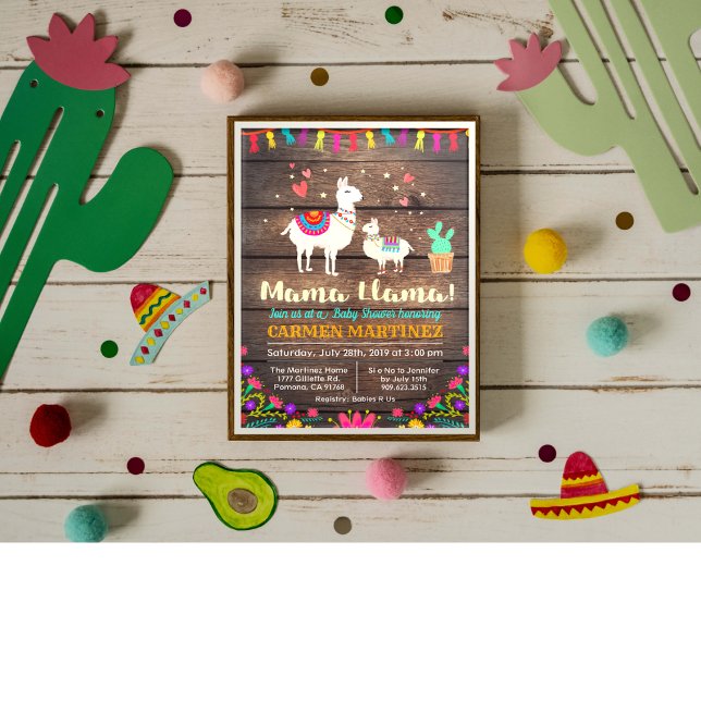 Llamas blommiga baby shower-inbjudan inbjudningar (Skapare uppladdad)