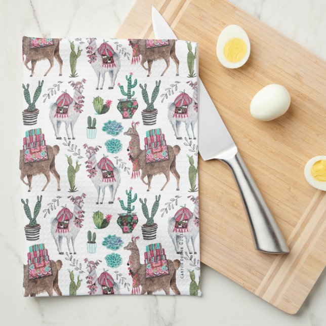 Llamas cactus Mönster | Kökstyck Kökshandduk (Vikt i Fjärdedel)