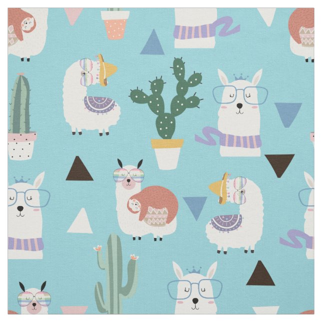 Llamas Cactus och Sloths Tyg (Provkarta)