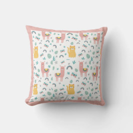 Llamas Cats Alapaca Rosa Namn Animals Boho Kudde