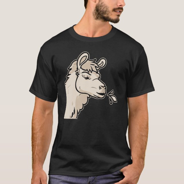 Llamas Cheeky Spitting Llama T Shirt (Framsida)
