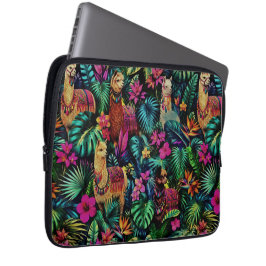 Llamas Dschungeldrömmar Sömlös Ytmönster Laptop Fodral