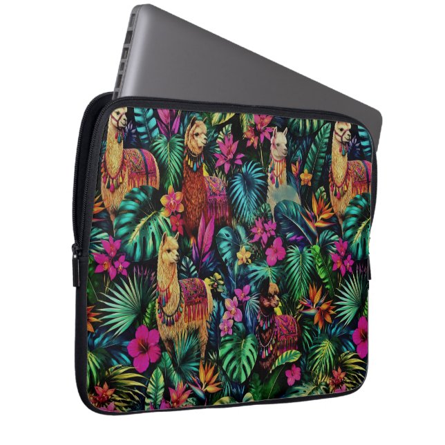 Llamas Dschungeldrömmar Sömlös Ytmönster Laptop Fodral (Framsidan Höger)