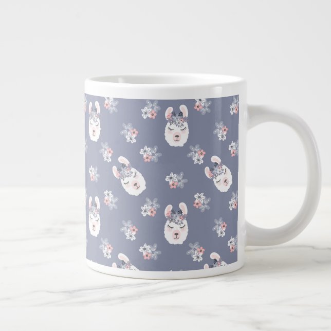 Llamas & Flowers Mönster Jumbo Mugg (Höger)