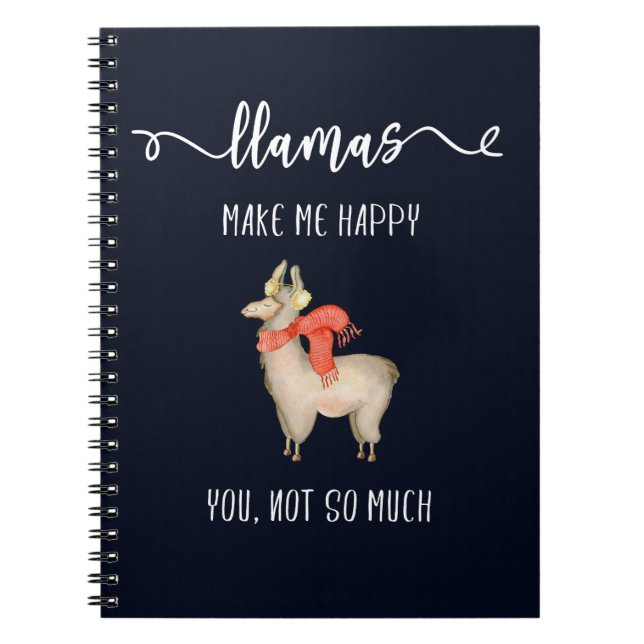 Llamas gör mig lycklig dig, inte så mycket roligt anteckningsbok (Framsidan)