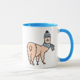 Llamas i hattar & Scarves som skidar mönster Mugg