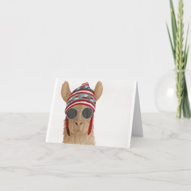 Llamas i skuggor: Julkort 4" x 5,6" Helgkort (Framsida)