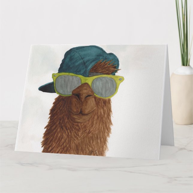 Llamas i skuggor: Junihälsningskort 8,5" x 11" Tack Kort (Framsida)