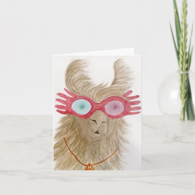 Llamas i skuggor: Oktoberhälsningskort 4" x 5,6" Helgkort (Framsida)