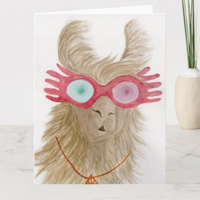 Llamas i skuggor: Oktoberhälsningskort 8,5" x 11" Tack Kort (Framsida)