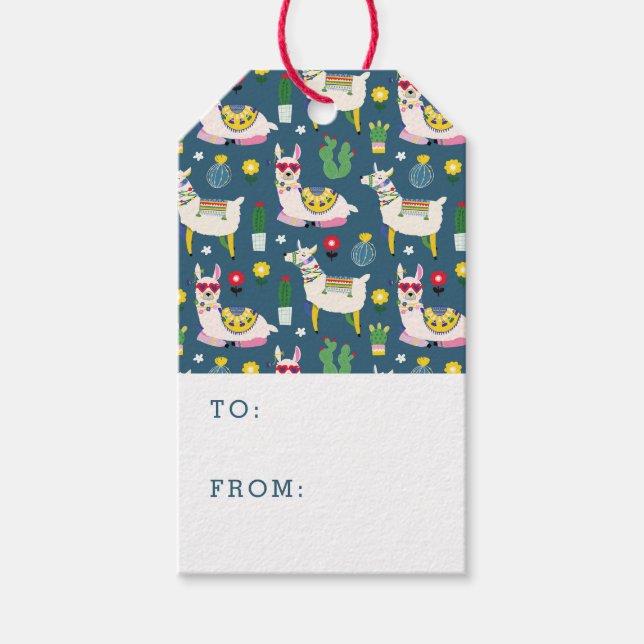 Llamas i solglasögon Mönster Presentetikett (Framsidan)