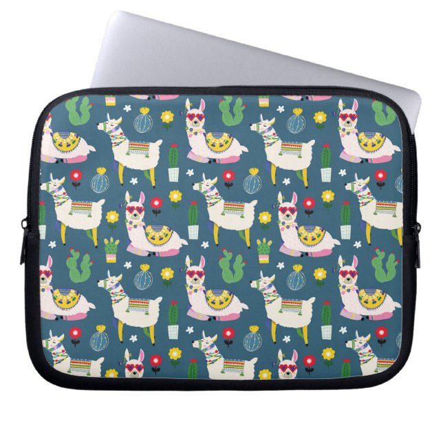 Llamas i solglasögonmönster laptop fodral (Framsidan)
