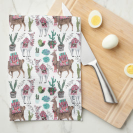 Llamas kaktus Mönster | Kökshandduk