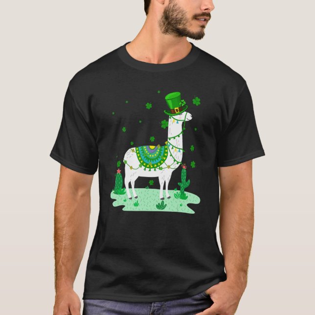 Llamas Leprechaun Llama St patrick's day T Shirt (Framsida)