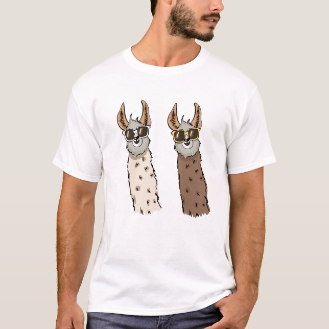 Llamas med dubbla Coolor T Shirt (Framsida)