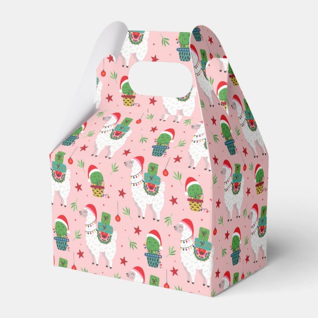 Llamas och Cacti-julen Mönster Presentaskar (Framsidan Sidan)