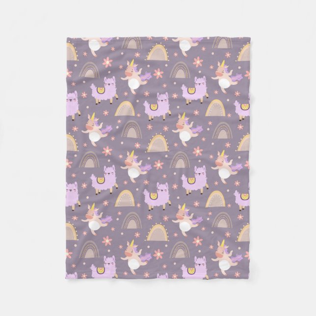 Llamas och Unicorns Fleece Blanket (Framsidan)