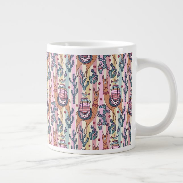 Llamas på Rand Mönster Jumbo Mugg (Höger)