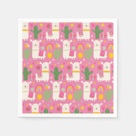 Llamas Rainbows Grönt Cactus Light Girly Rosa Cute Pappersservett