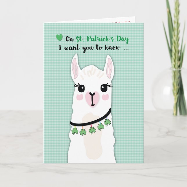 Llamas St. Patricks Day Shamrocks Kort (Framsida)