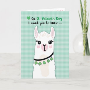 Llamas St. Patricks Day Shamrocks Kort