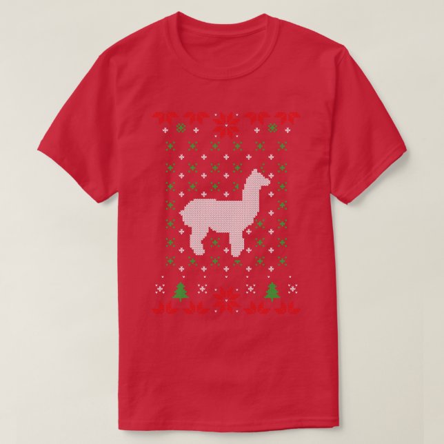 Llamas Ugly Julsötare T Shirt (Design framsida)