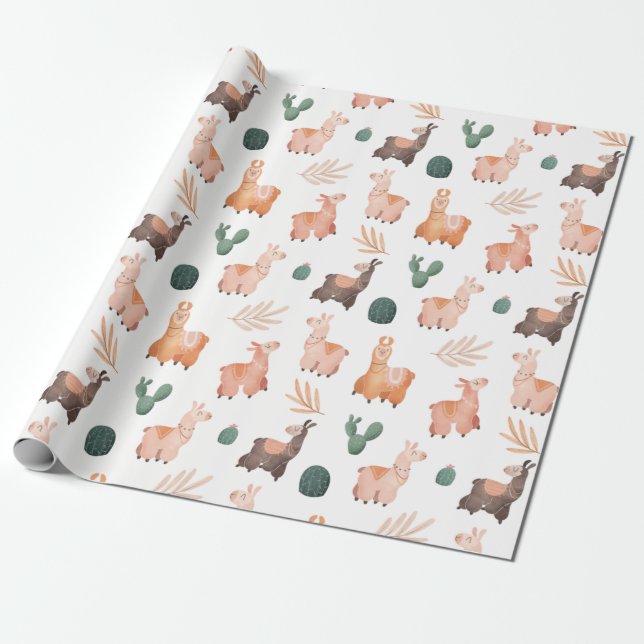 Llamas Wrapping Papper Presentpapper (Utrullad)