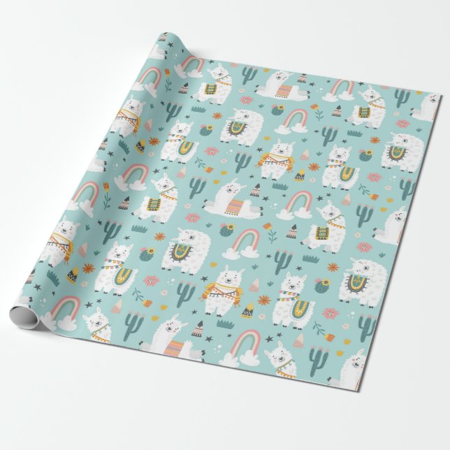 Llamas Wrapping Papper Presentpapper (Utrullad)