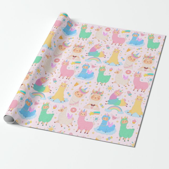 Llamas Wrapping Papper Presentpapper (Utrullad)