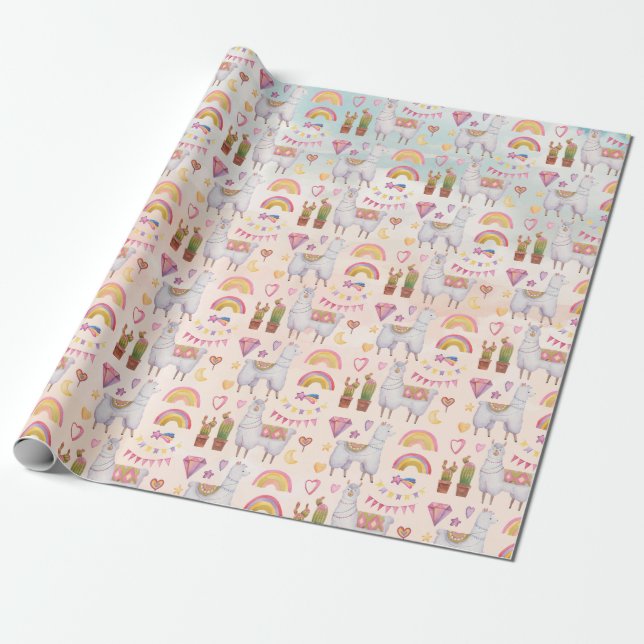 Llamas Wrapping Papper Presentpapper (Utrullad)