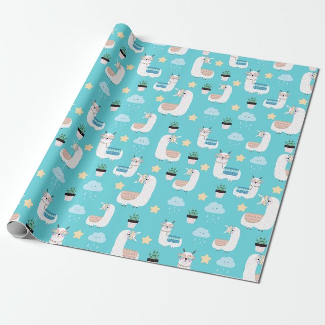 Llamas Wrapping Papper Presentpapper (Utrullad)