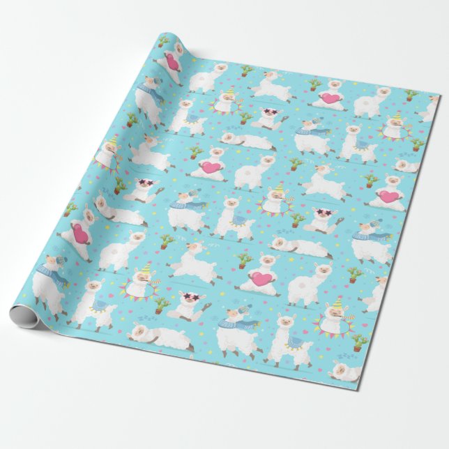 Llamas Wrapping Papper Presentpapper (Utrullad)