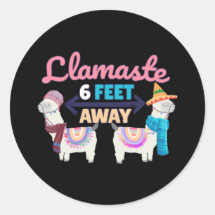 Llamasta 6 Feet Away - Cute Llama Yoga Art Runt Klistermärke