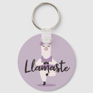 Llamaste Cute & Roligt Lila Llama Yoga Character Nyckelring