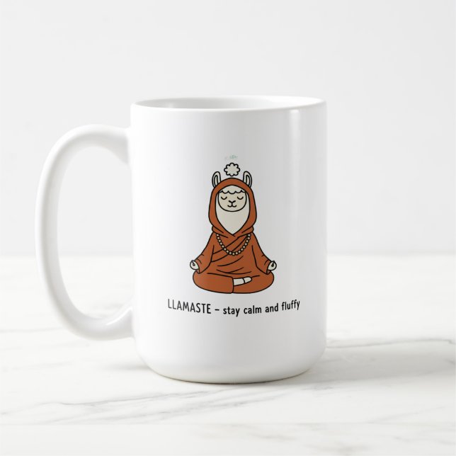 "Llamaste - förbli lugn och fluffig" Kaffemugg (Vänster)
