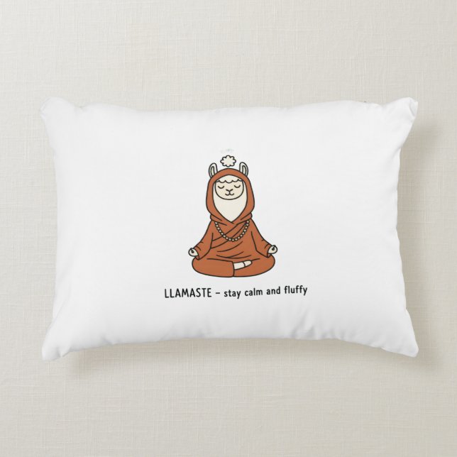 "Llamaste - förbli lugn och fluffig" Prydnadskudde (Framsidan)
