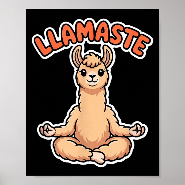 Llamaste Funny Meditating Llama Cute Yoga Animal D Poster (Framsidan)