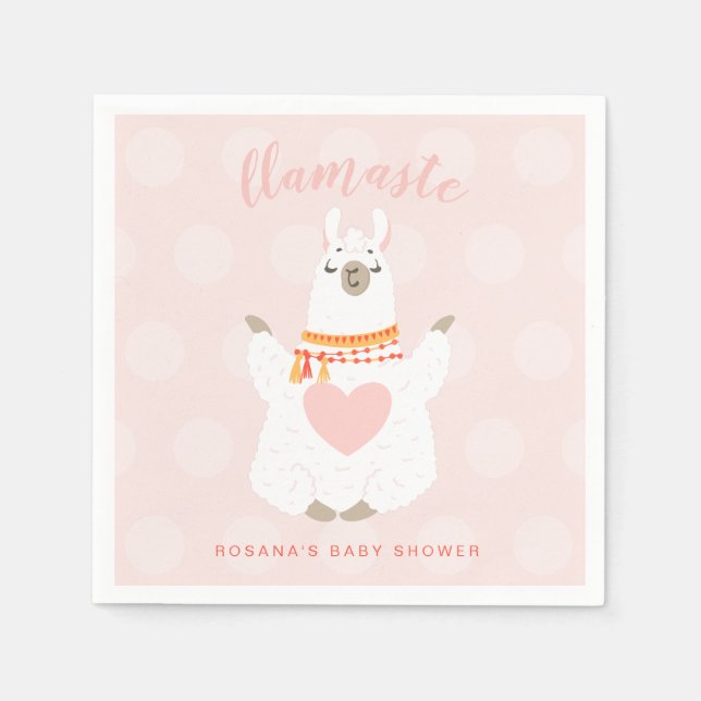 Llamaste Llama Yoga Baby Shower Papper Pappersservett (Framsidan)