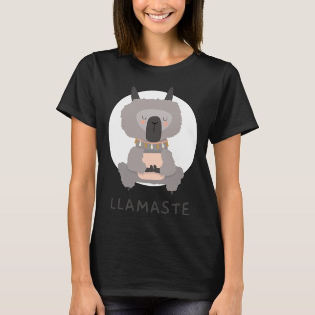 Llamaste  Namaste Yoga Llama   men women kids T Shirt (Framsida)