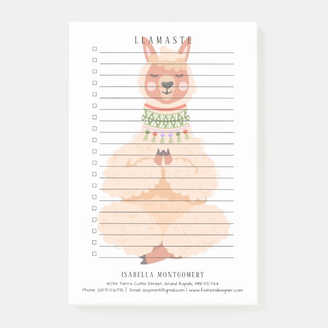 Llamaste | Rolig Llama Personlig Post-it Block (Framsida)